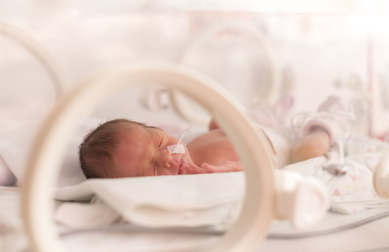 Tiny baby in incubator