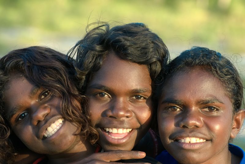 Aboriginal children smiling at camera