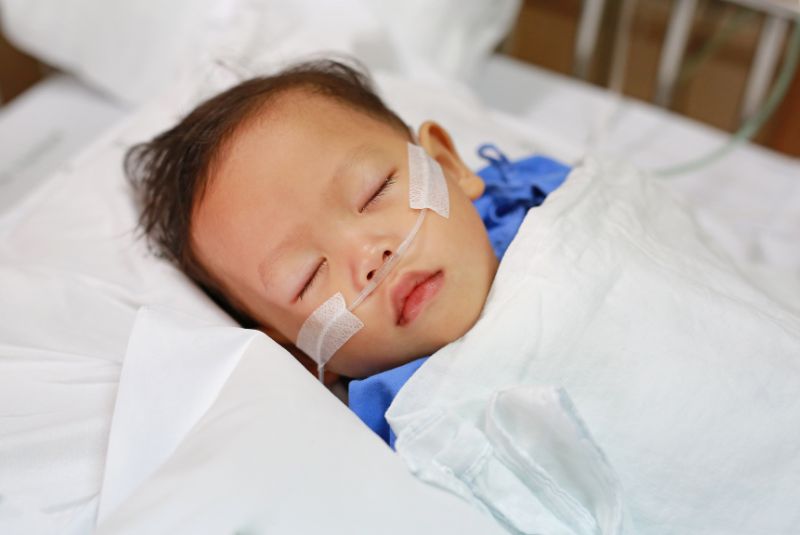 Child receiving oxygen