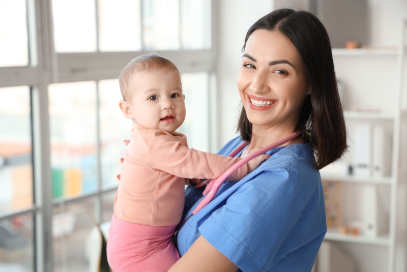 A woman and a child