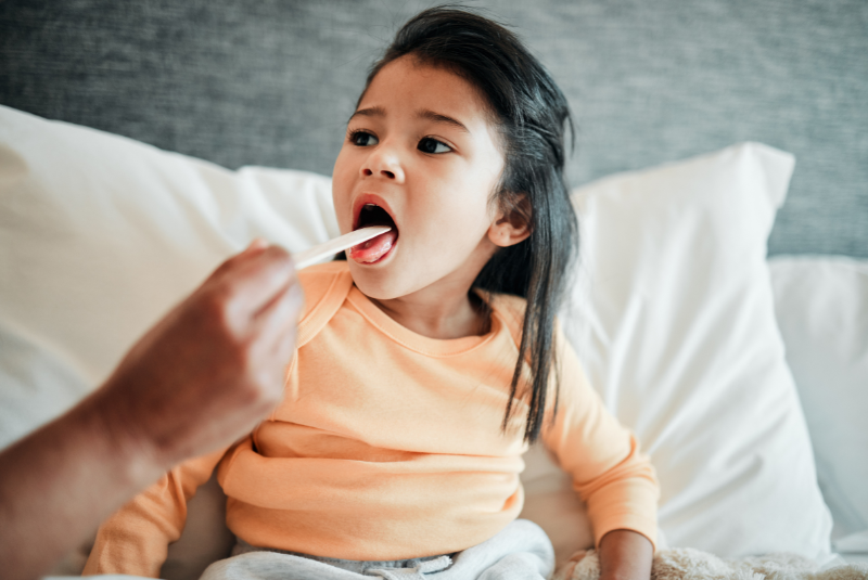 Child getting throat checked