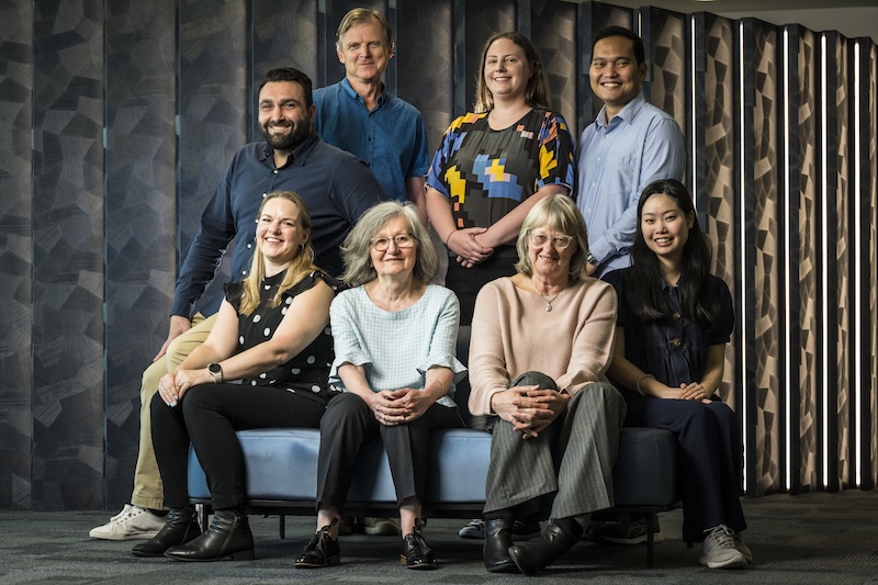 Drs Turgut Aktepe, Josef Wagner, Celeste Donato and Jonathan Hasian Haposan; bottom row: Sarah Thomas, Nada Bogdanovic-Sakran, Professor Julie Bines and Ruth Phang.
