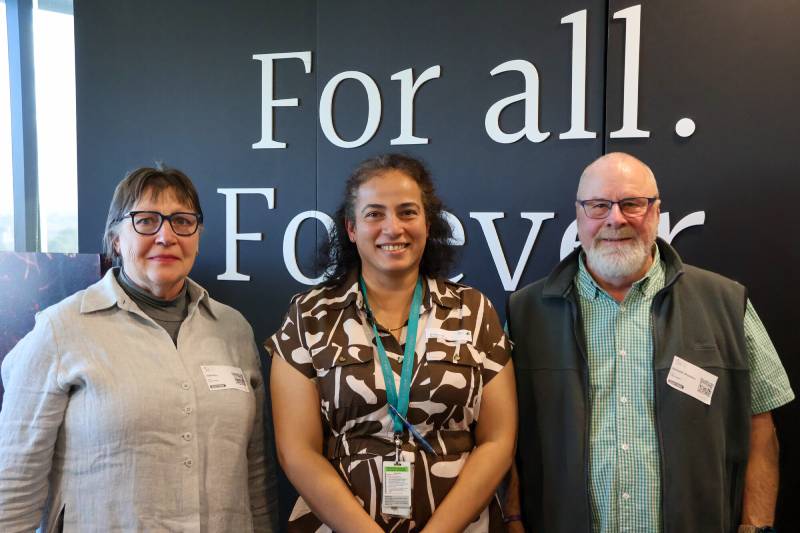 Julie Roy, MCRI Molecular Therapies Group senior researcher Dr Supriya Raj and Ken Allardice.