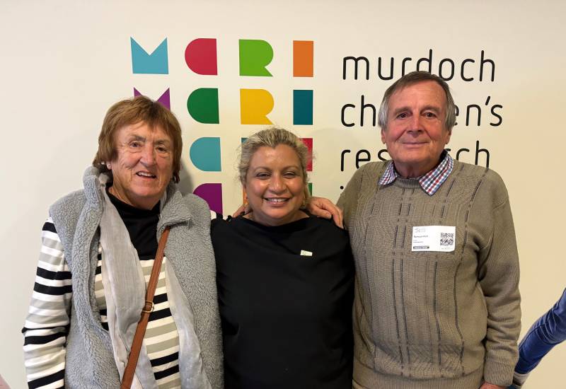 Joan and Ducan Fell with MCRI Relationship and Bequest Manager Nelita De Vos (centre). 