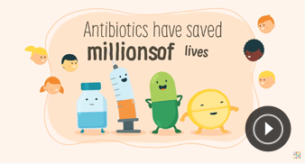 Microbes animation, title, antibiotics have saved millions of lives