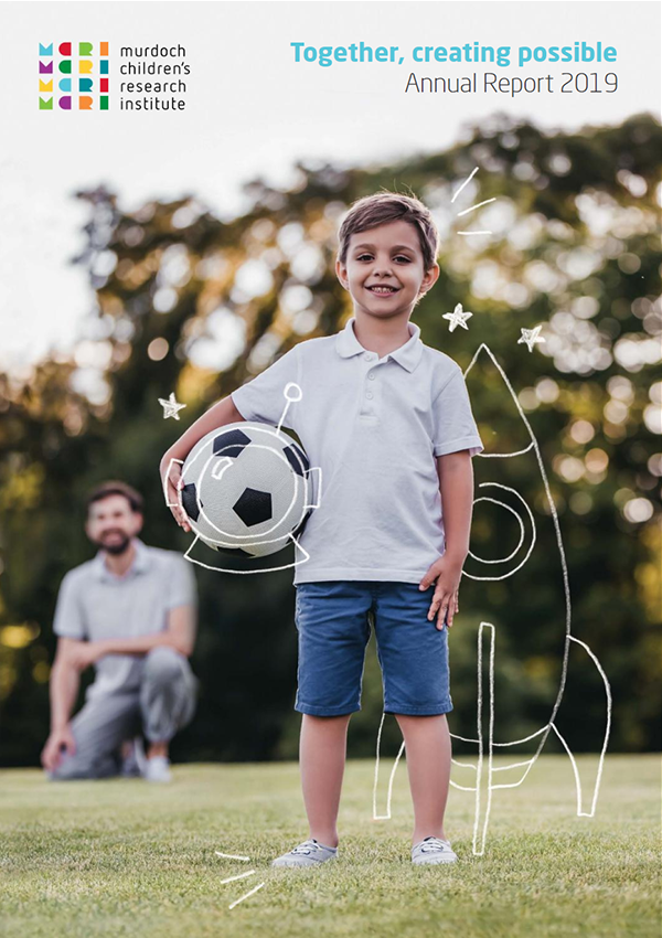 Annual report 2019 cover feauturing a boy holding a soccer ball