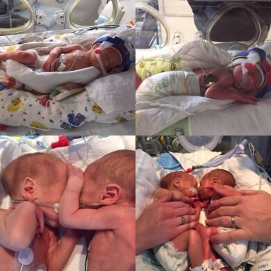 Premature twins, Grace and Xavier Wheller