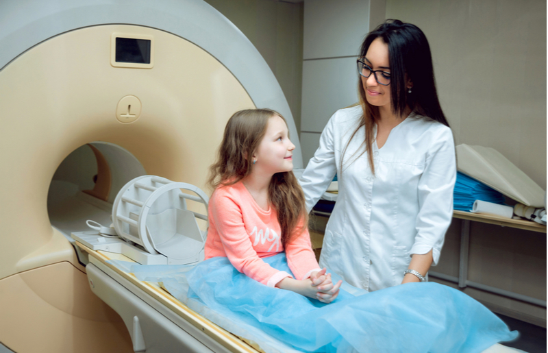 child in MRI machine